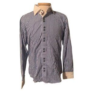 Bertigo 5 Blue Striped Long Sleeve Dress Shirt